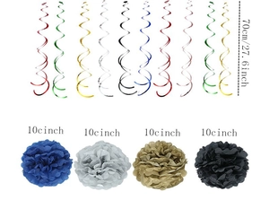 Decorazioni a spirale in PVC colorate e sfere a nido d'ape in carta per festa di Capodanno