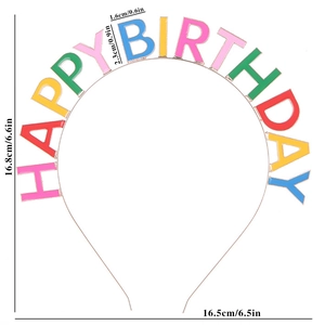 Serre-tête HAPPY BIRTHDAY coloré en métal mesurant 16,8x16,5cm pour anniversaire