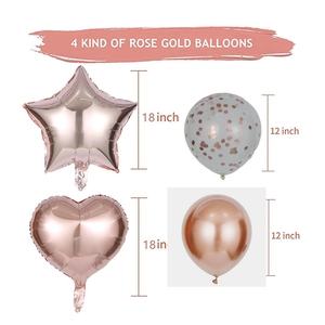 Dettaglio di palloncini a stella da 18 pollici e palloncini glitterati oro rosa