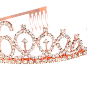 Tiara per 60esimo compleanno oro rosa con strass scintillanti e pettini interni