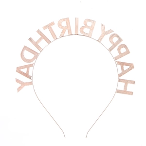 Cerchietto Happy Birthday oro rosa accessorio per capelli per festa di compleanno