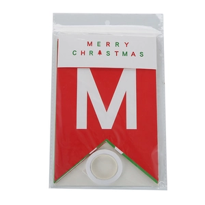 Merry Christmas banner set with red and green pennant flags for holiday party decorations
