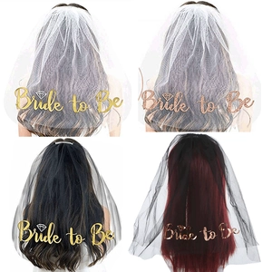 Bride To Be Wedding Veil Double Layered Mesh Head Veil With Hair Comb Bachelorette Party Bridal Shower Decoration Accessory