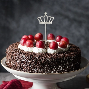 Shiny Rhinestone Crown Cake Topper Alloy Metal Tiara Stick Decoration For Birthday Party Wedding Baking Ornament