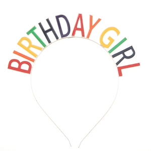 Regenbogen Birthday Girl Metall-Haarreif mit bunten Emaille-Buchstaben für Geburtstag