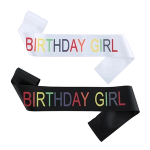 Regenbogen Birthday Girl Schärpen-Set in Schwarz und Weiß für Geburtstagspartys