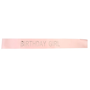 Écharpe d'anniversaire en satin rose avec lettrage argenté pour fête de fille