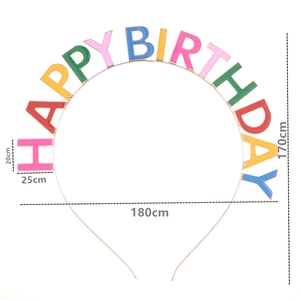 Colorful Happy Birthday metal headband for party decoration with candy colors letters