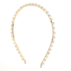 Serre-tête fin en métal doré orné de cristaux brillants accessoire de mode pour femme