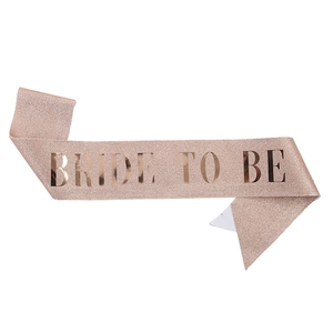 Rose gold glitter Bride To Be sash with elegant metallic lettering for wedding parties