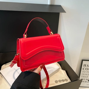 Petit Sac Carré pour Femme en Cuir PU Couleur Unie Bord Ondulé Sac à Bandoulière Sac à Main Tendance pour le Quotidien