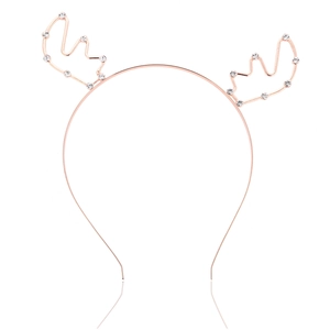 Minimalistisches Rentier-Geweih-Haarband in Roségold mit Kristallen für Weihnachten