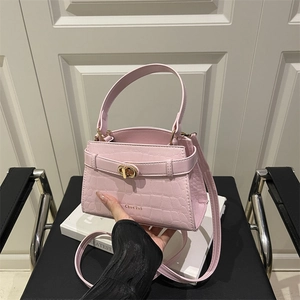 Fashion Women Crocodile Pattern Shoulder Bag PU Leather Solid Color Metal Lock Small Square Handbag Crossbody Bag Daily Use Bag