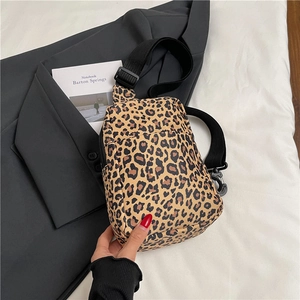 Stylish leopard print crossbody chest bag for women with adjustable wide strap