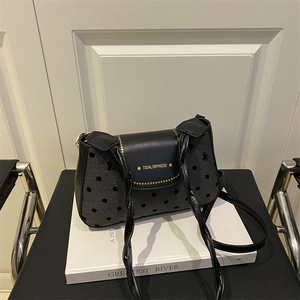 Sac à Épaule pour Femmes Tendance Coréenne à Pois en Cuir PU Grande Capacité Sac sous le Bras 2025 Automne Mode Sac à Main