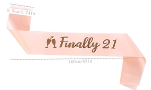 Détails de l'écharpe en satin rose Finally 21 avec largeur 9,5 cm et longueur 160 cm