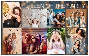 Detailaufnahme von Strass-Haarreif und BIRTHDAY GIRL Schärpe für Geburtstagsparty