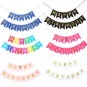 Happy Birthday Paper Banner Swallowtail Bunting For Birthday Party Decoration Hanging Garland Sign Bunting Garland Event Supplies