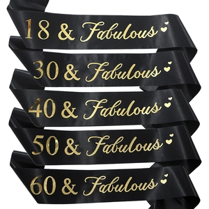 Fabuleuse Écharpe D'Anniversaire En Satin Lettrage En Feuille D'Or Rose Pour Femmes Décorations De Fête D'Anniversaire 18 21 30 40 50 60 70 80
