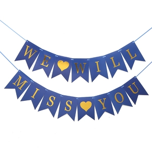 We Will Miss You Bunting Banner Gold Foil Letter Dovetail Flag Garland For Retirement Farewell Graduation Party Decoration