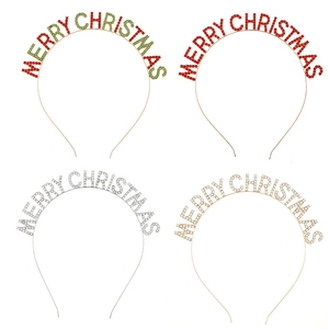 Cerchietto scintillante Merry Christmas con strass in rosso, verde, oro e argento