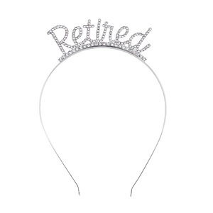 Silver Retired headband with rhinestones for women retirement party accessories