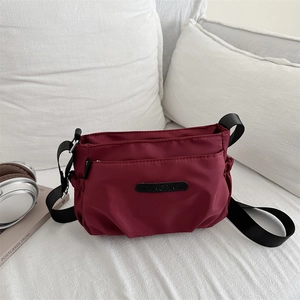 Women Fashion Nylon Shoulder Bag Water Repellent Large Capacity Crossbody Bag Street Trend Solid Color Soft Daily Travel Bag