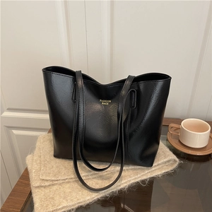 Sac Fourre-tout Minimaliste en Cuir Synthétique pour Femmes Grande Capacité Sac à Épaule Rétro pour Bureau Travail
