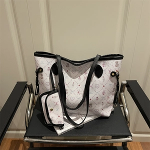 Grand sac cabas blanc à imprimé ours cœur avec mini porte-monnaie assorti