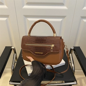 Sac à Épaule Patchwork Motif Crocodile Vintage Mode Avec Décoration de Fermeture Éclair Sac Bandoulière en Cuir PU pour Femmes