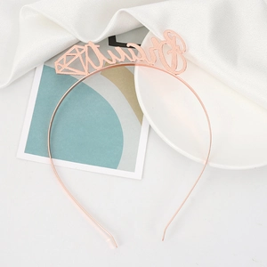 Elegant rose gold metal headband with Bride lettering and diamond cutout for weddings