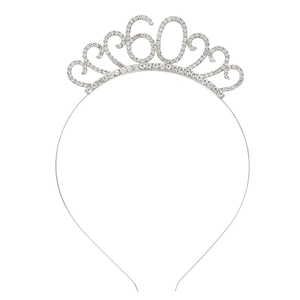 Serre-Tête Couronne en Alliage et Strass pour 60e Anniversaire Diadème pour Femmes Or Argent Or Rose Accessoire Cheveux