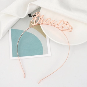 Rose gold Braut headband with diamond ring icon for weddings and bridal parties