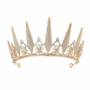 Detailed macro view of baroque silver wedding crown with shimmering crystals and zircon
