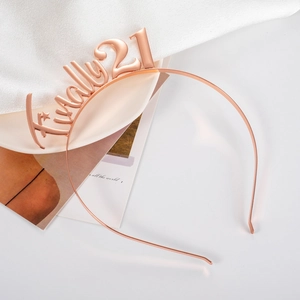 Rose gold Finally 21 birthday headband with star design for women party wear