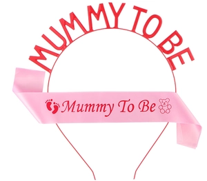 Mummy To Be Schärpe aus Satin mit Babyfüßen und Glitzer-Haarreif für Babyparty-Zubehör