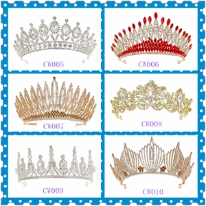 Detailed grid view showing six baroque silver and gold crowns with red crystals