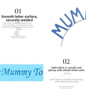 Detailansicht von blauem MUMMY TO BE Haarreif und Schärpe aus Satin für Babypartys