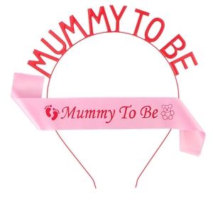 Elegantes Mummy To Be Party Zubehör Mit Legierung Stirnband Und Bedruckter Polyester Satin Schärpe Für Baby Shower Feier