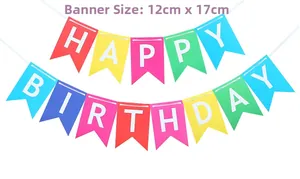 Striscione colorato Happy Birthday con lettere in cartoncino da 12cm x 17cm per feste
