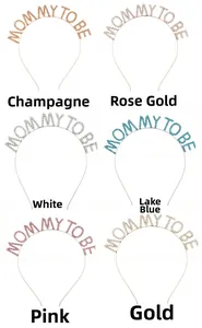 Dettaglio di cerchietti MOMMY TO BE in sei colori diversi con strass luccicanti