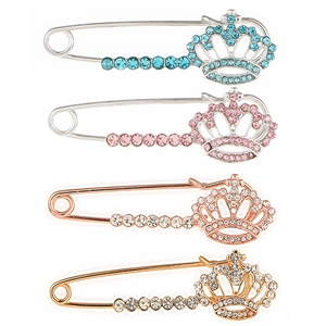 Élégante Épingle de Sûreté Couronne pour Femmes Broche en Alliage de Strass pour Chandails Cardigans Accessoires de Bijoux Mode