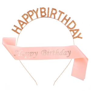 Set fascia Happy Birthday in oro rosa e tracolla rosa per decorazioni di compleanno
