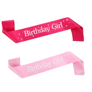 Fascia Birthday Girl in Nastro di Raso Cintura Galateo per Festa di Compleanno Rosa Rosa Rosso Stampata per Ragazze Donne