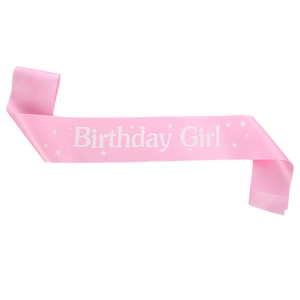 Fascia di compleanno Birthday Girl in raso rosa con stelle bianche decorative