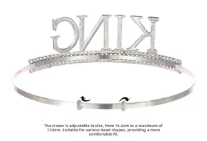 Dettaglio corona King argento con struttura metallica regolabile da 16,5 cm a 17,8 cm