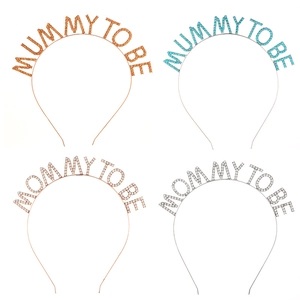 Sparkling Mummy to Be rhinestone headbands in four colors for baby shower party