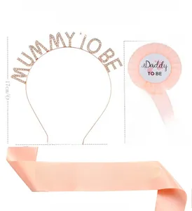 Guide des tailles pour bandeau Mommy To Be, écharpe et badge Daddy To Be rose doré