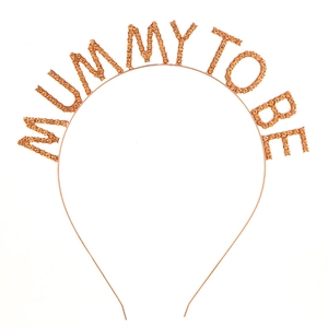 Cerchietto Mummy To Be oro rosa con strass scintillanti per feste baby shower