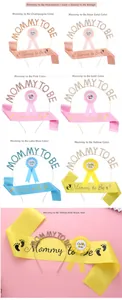 Serre-tête Mommy To Be avec écharpe en strass et badge Daddy To Be pour baby shower